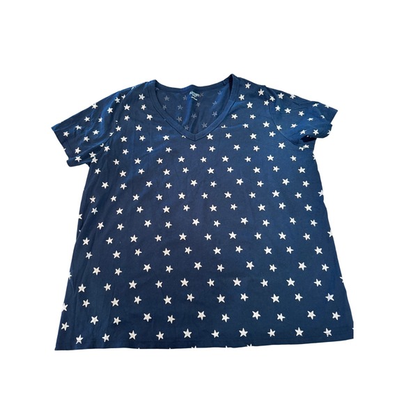 Old Navy Star Print‎ T-Shirt V-Neck Everywear Tee Casual Top Size Large July 4th - Picture 1 of 5